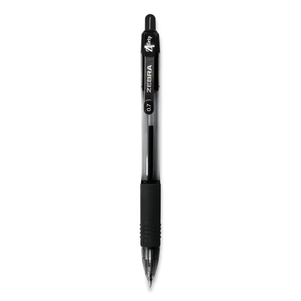 Z-Grip Ballpoint Pen, Retractable, Medium 0.7 mm, Black Ink, Black Tinted Barrel, PK12, Zebra Pen, Mfr#: 23910